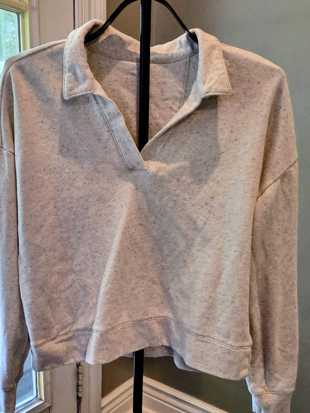 bcg Light Heather Gray Open V-Collar Pullover Sweatshirt